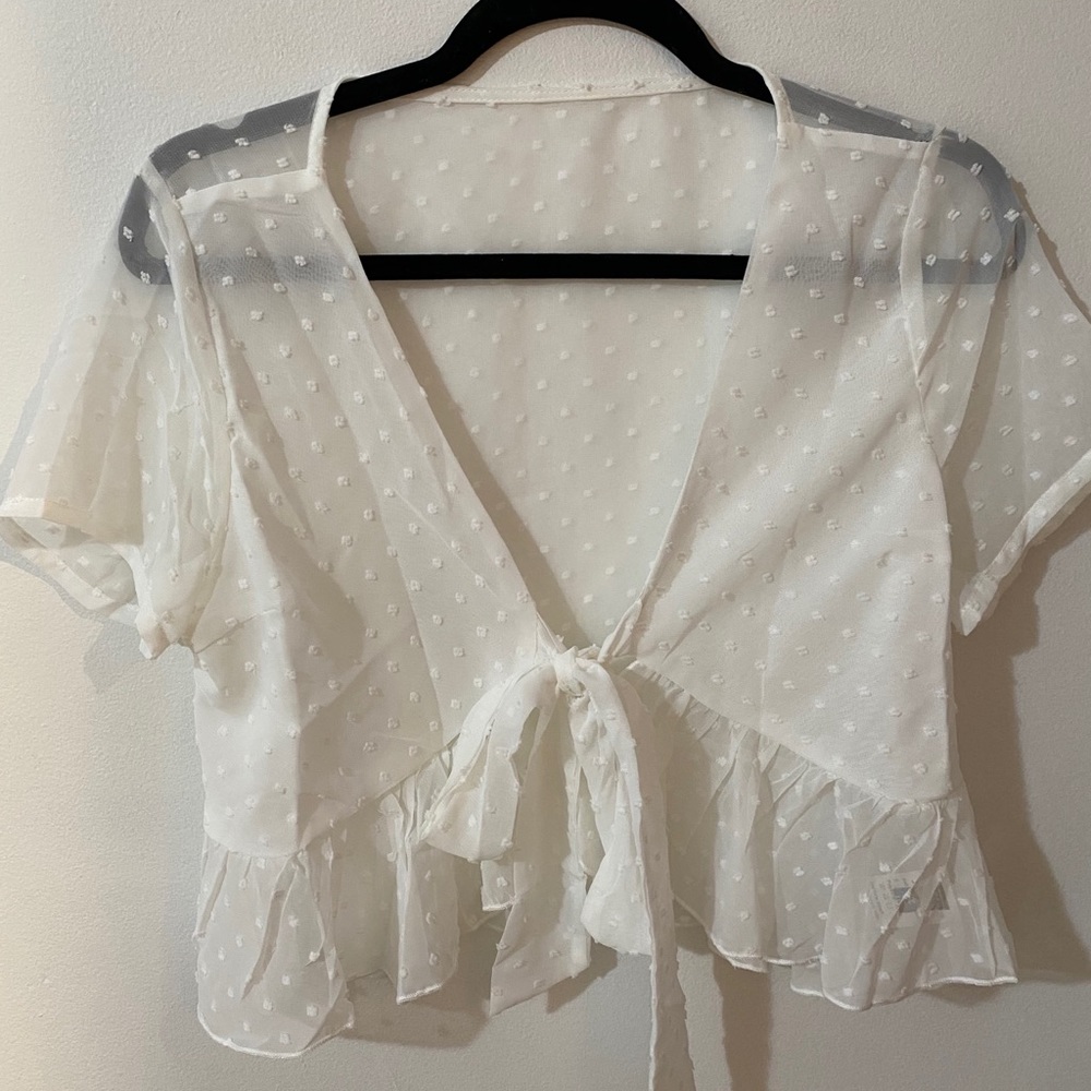 Sheer Tie Front Blouse